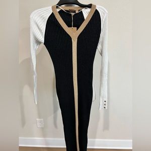HUGO BOSS LONG-SLEEVED KNITTED DRESS V NECKLINE Size S